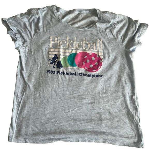 J.Crew Factory Women Pickleball Graphic Tee Baby Blue Size XL - Picture 1 of 4